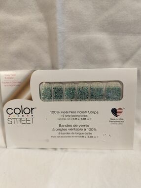 Color Street SEA BREEZE Nail Strips with Silver Sparkle. Sheer Strips.